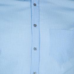 Pre Owned Gucci Blue Checked Long Sleeve Buttondown Slim Fit Cotton Shirt S