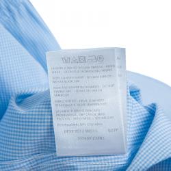 Pre Owned Gucci Blue Checked Long Sleeve Buttondown Slim Fit Cotton Shirt S