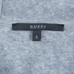 Gucci Grey Knit Web Stripe Detail Hoodie S