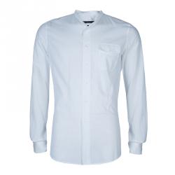Gucci White Mandarin Collar Cotton Shirt L
