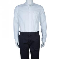 Gucci White Mandarin Collar Cotton Shirt L