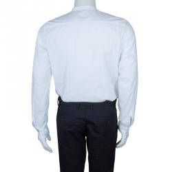 Gucci White Mandarin Collar Cotton Shirt L