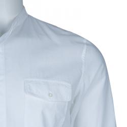 Gucci White Mandarin Collar Cotton Shirt L