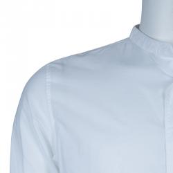 Gucci White Mandarin Collar Cotton Shirt L