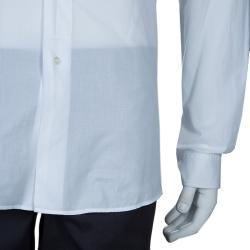 Gucci White Mandarin Collar Cotton Shirt L