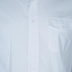 Gucci White Mandarin Collar Cotton Shirt L