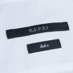 Gucci White Mandarin Collar Cotton Shirt L