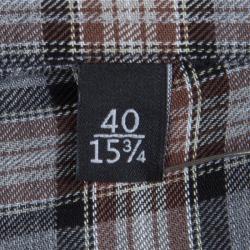 Pre Owned Gucci Grey Cotton Checked Button Front Plaid Shirt M