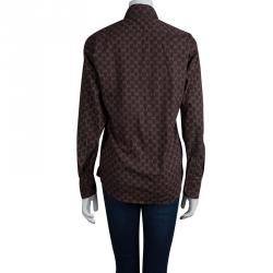 مملوكة مسبقًا Gucci Brown Printed Cotton Long Sleeve Shirt L