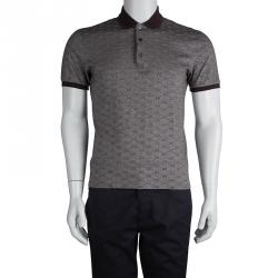 Gucci Brown Guccissima Print Slim Fit Polo T-Shirt L