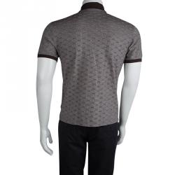 Gucci Brown Guccissima Print Slim Fit Polo T-Shirt L