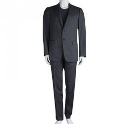 Gucci Grey Herringbone Stripe Wool Suit L