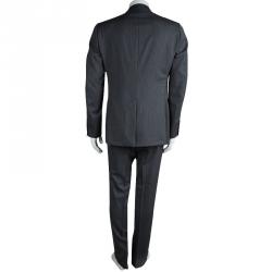Gucci Grey Herringbone Stripe Wool Suit L