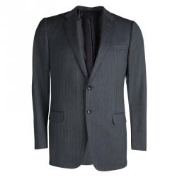 Gucci Grey Herringbone Stripe Wool Suit L