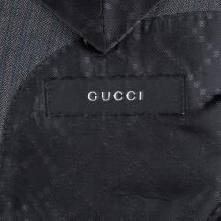 Gucci Grey Herringbone Stripe Wool Suit L