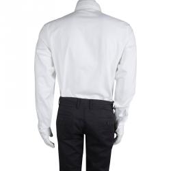 Pre Owned قميص غوتشي قطن أبيض بأكمام طويلة أزرار أمامية مجسم L