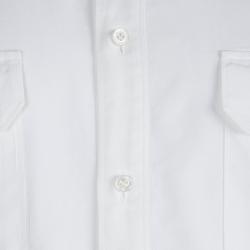 Pre Owned قميص غوتشي قطن أبيض بأكمام طويلة أزرار أمامية مجسم L