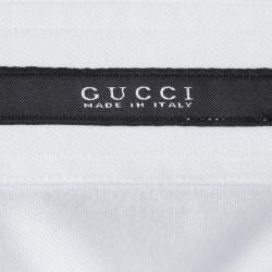 Pre Owned قميص غوتشي قطن أبيض بأكمام طويلة أزرار أمامية مجسم L