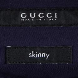 Pre Owned قميص غوتشي يناسب مقاسك أزرار أمامية أكمام طويلة قطن أزرق L