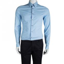 Gucci Blue Cotton Long Sleeve Slim Fit Shirt M/L