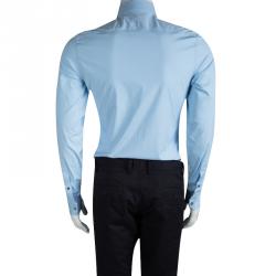 Gucci Blue Cotton Long Sleeve Slim Fit Shirt M/L