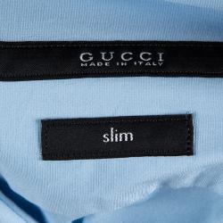 Gucci Blue Cotton Long Sleeve Slim Fit Shirt M/L