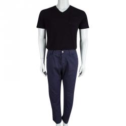 Gucci Navy Blue Cotton Regular Fit Pants L