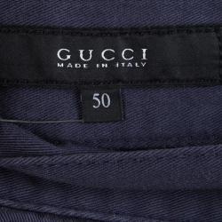 Gucci Navy Blue Cotton Regular Fit Pants L