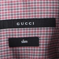 Gucci Multicolor Checked Cotton Contrast Collar Long Sleeve Button Front Shirt 4XL