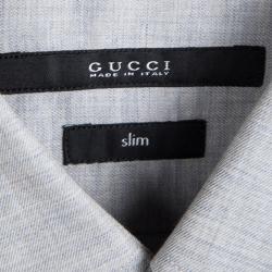 Gucci Grey Long Sleeve Button Front Slim Fit Shirt XL