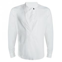 Gucci White Cotton Long Sleeve Slim Fit Tuxedo Shirt XL
