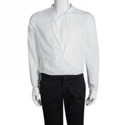 Gucci White Cotton Long Sleeve Slim Fit Tuxedo Shirt XL