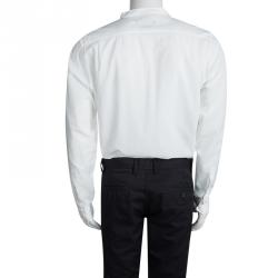 Gucci White Cotton Long Sleeve Slim Fit Tuxedo Shirt XL
