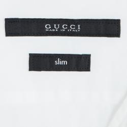 Gucci White Cotton Long Sleeve Slim Fit Tuxedo Shirt XL