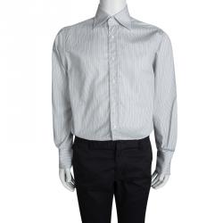 Pre Owned قميص غوتشي أزرار أمامية أكمام طويلة مقلم بيج XXL