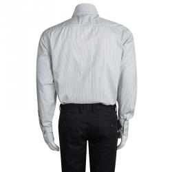 Pre Owned قميص غوتشي أزرار أمامية أكمام طويلة مقلم بيج XXL