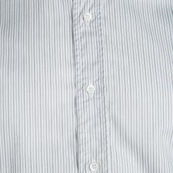 Pre Owned قميص غوتشي أزرار أمامية أكمام طويلة مقلم بيج XXL