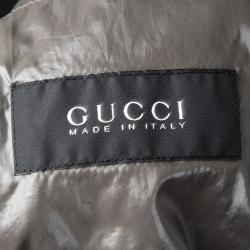 Gucci Patent Black Hooded Zip Front Jacket M