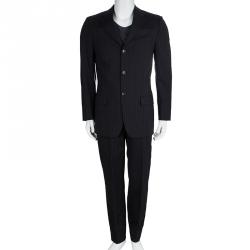Gucci Black Striped Wool Suit S