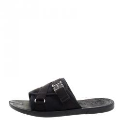 Pre Owned صندل سلايد غوتشي قماش غوتشيسيما أسود بإبزيم مقاس 41