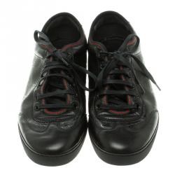 Gucci Black GG Imprimè Leather Barcelona Low Top Sneakers Size 43