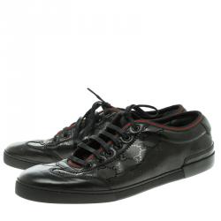 Gucci Black GG Imprimè Leather Barcelona Low Top Sneakers Size 43