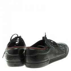 Gucci Black GG Imprimè Leather Barcelona Low Top Sneakers Size 43
