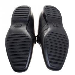 مملوكة مسبقًا Gucci Black Leather Square Horsebit Web Detail Loafers Size 41.5