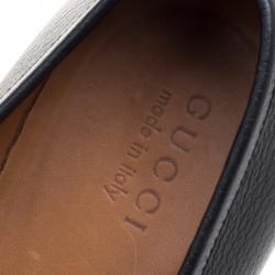 مملوكة مسبقًا Gucci Black Leather Square Horsebit Web Detail Loafers Size 41.5