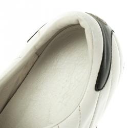 Gucci White Leather Web Detail Slip On Velcro Sneakers Size 42.5