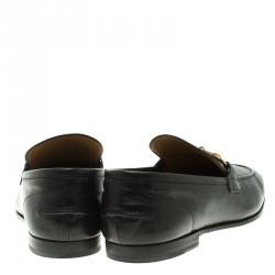 Gucci Black Leather Jordaan Horsebit Loafers Size 43