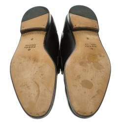 Gucci Black Leather Jordaan Horsebit Loafers Size 43