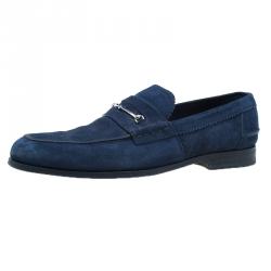 Pre Owned Gucci Blue Suede Loafers Size 42.5