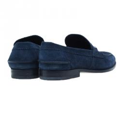 Pre Owned Gucci Blue Suede Loafers Size 42.5